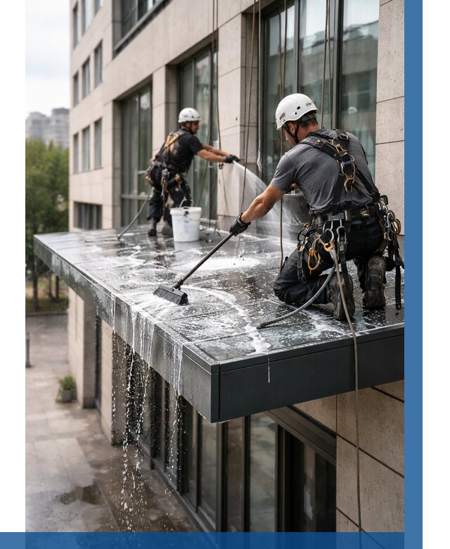 Мойка козырьков и навесов в Тобольске от 3558 р. | ВЫСОТНИК-Тбл