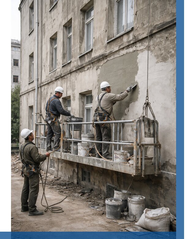 Капитальный ремонт фасада в Тобольске от 4270 р. | ВЫСОТНИК-Тбл