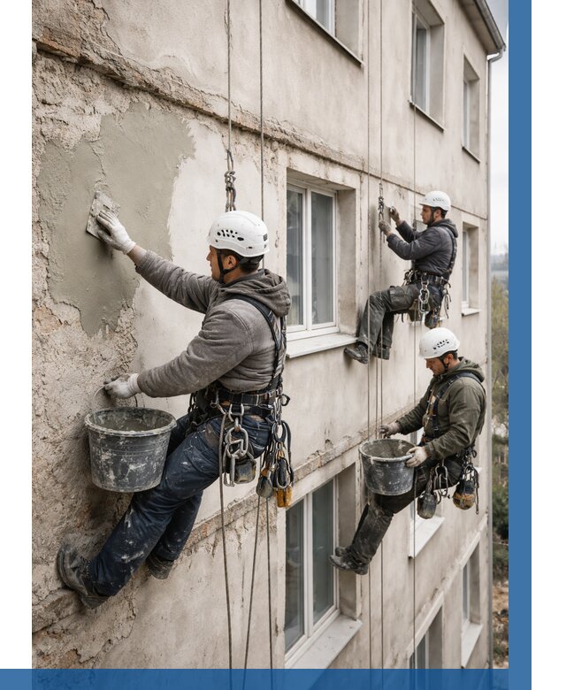 Ремонт штукатурного фасада в Тобольске от 763 р. под ключ | ВЫСОТНИК-Тбл