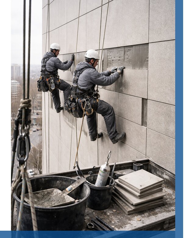 Ремонт фасада из керамогранита в Тобольске от 2542 р. | ВЫСОТНИК-Тбл