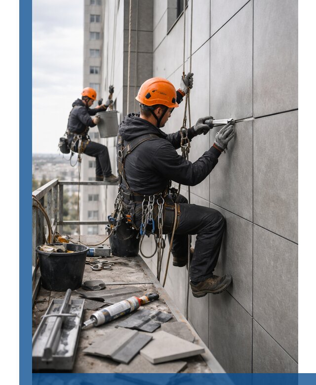 Профессиональный ремонт фасада из керамогранита в Тобольске