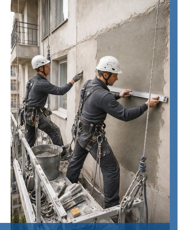 Штукатурка фасада на высоте в Тобольске от 915 р. | ВЫСОТНИК-Тбл