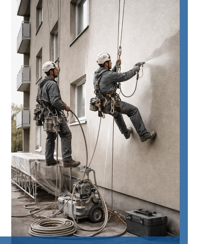 Безвоздушная покраска фасада в Тобольске от 224 р/м² | ВЫСОТНИК-Тбл