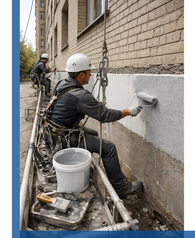 Окраска цоколя здания в Тобольске профессионально и надежно