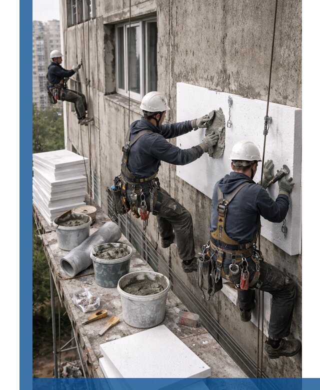 Утепление фасада пенополистиролом в Тобольске под ключ