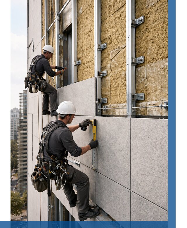 Монтаж вентилируемого фасада в Тобольске от 3558 р. | ВЫСОТНИК-Тбл