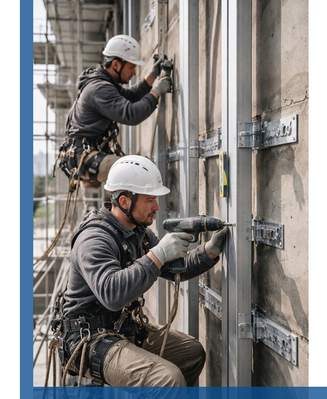 Монтаж и крепление подсистемы вентфасада в Тобольске