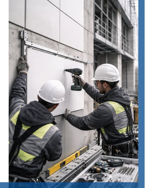 Монтаж композитных панелей фасада в Тобольске от 2542 р. | ВЫСОТНИК-Тбл