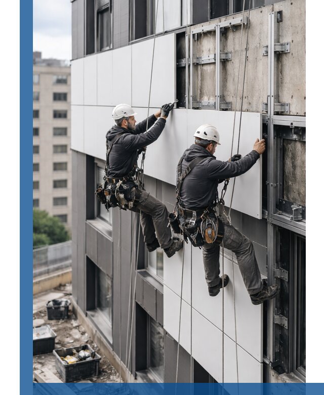 Монтаж композитных панелей фасада в Тобольске под ключ