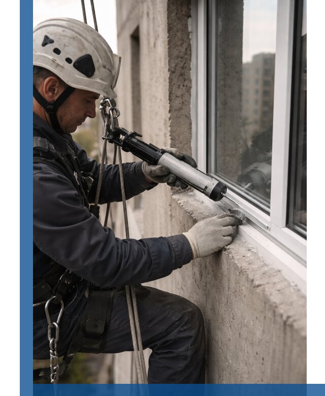 Герметизация оконных швов снаружи в Тобольске профессионально