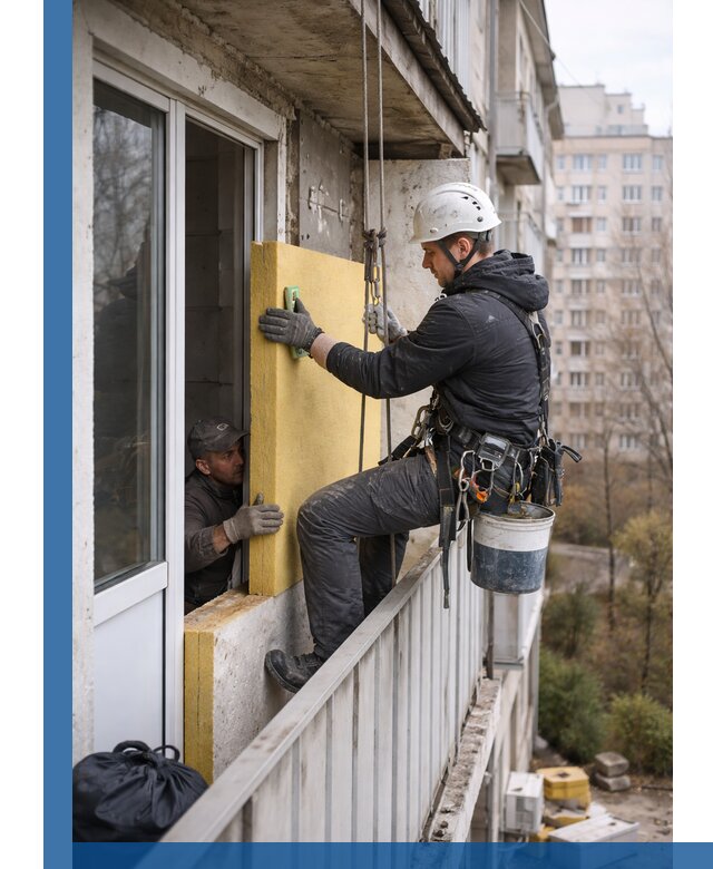 Профессиональное утепление балкона снаружи в Тобольске под ключ
