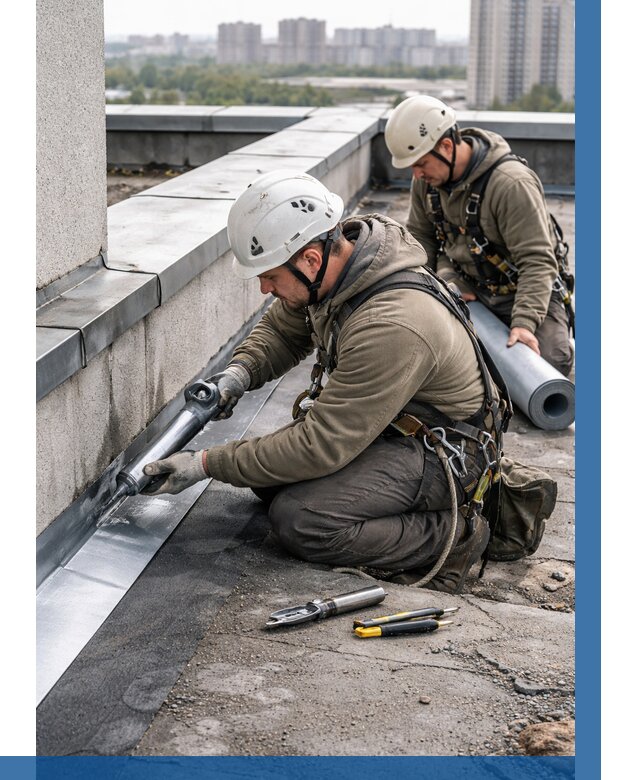 Ремонт кровельных примыканий в Тобольске от 1220 р. | ВЫСОТНИК-Тбл