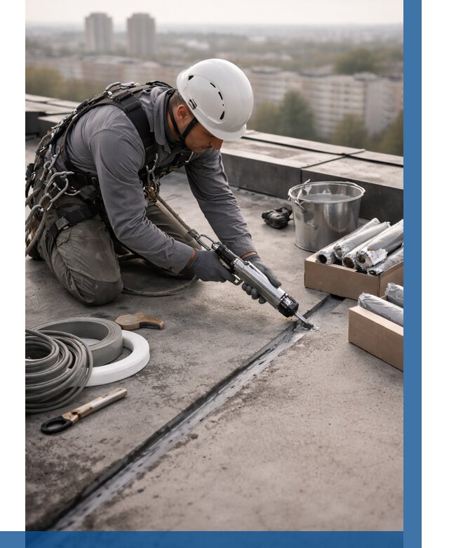 Герметизация швов кровли в Тобольске от 458 р./м2 | ВЫСОТНИК-Тбл