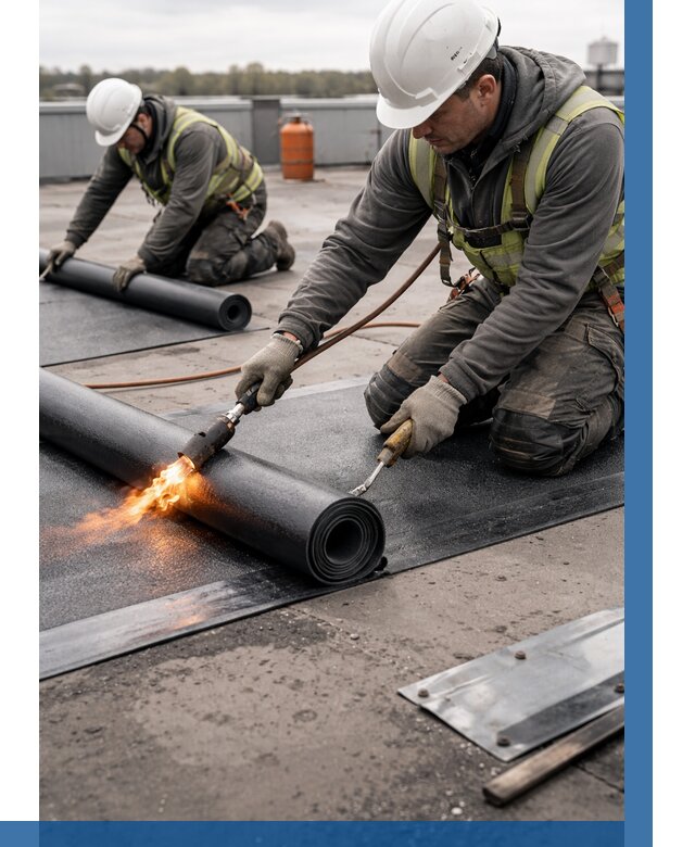 Монтаж наплавляемой кровли в Тобольске от 864 р. — ВЫСОТНИК-Тбл