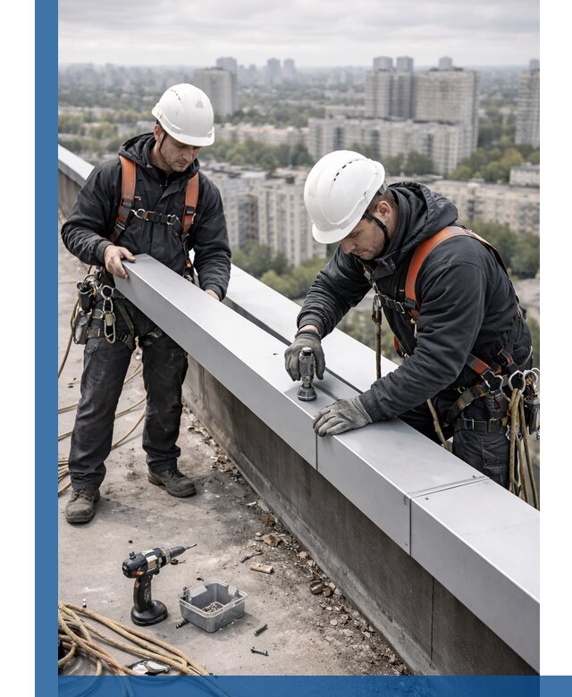 Монтаж парапетных крышек и ограждений кровли в Тобольске