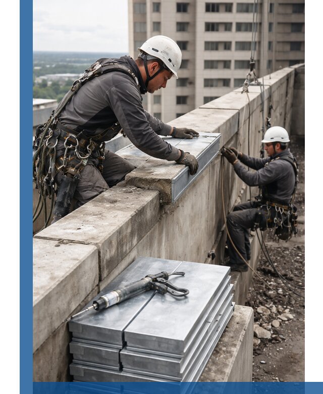 Замена парапетных крышек и установка новых в Тобольске