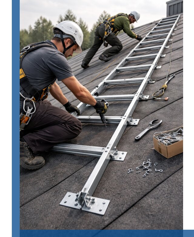 Профессиональный монтаж кровельной лестницы в Тобольске под ключ