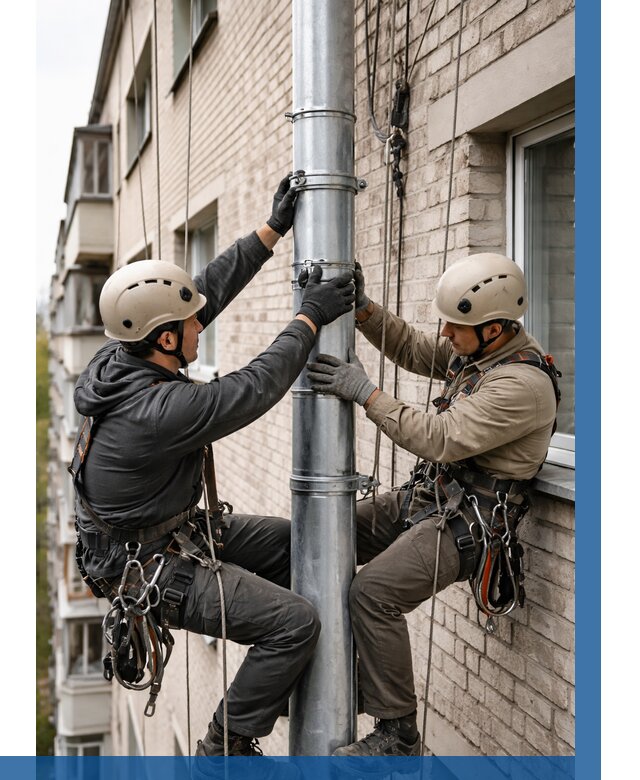 Замена водосточных труб в Тобольске от 6609 р. | ВЫСОТНИК-Тбл