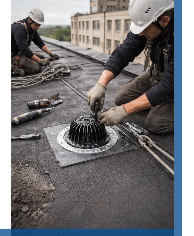 Установка водосточных воронок в Тобольске цена от 3558 р. | ВЫСОТНИК-Тбл