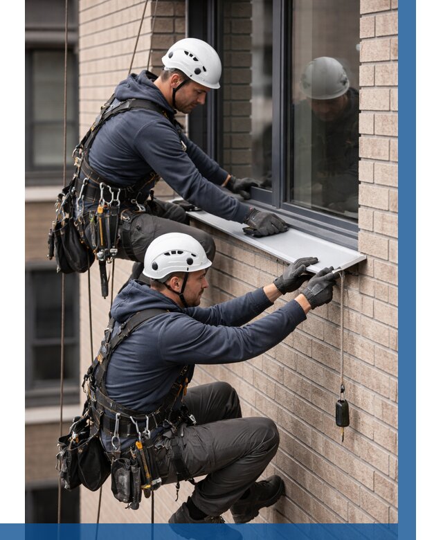 Монтаж оконных отливов под ключ в Тобольске от 3558 р. | ВЫСОТНИК-Тбл