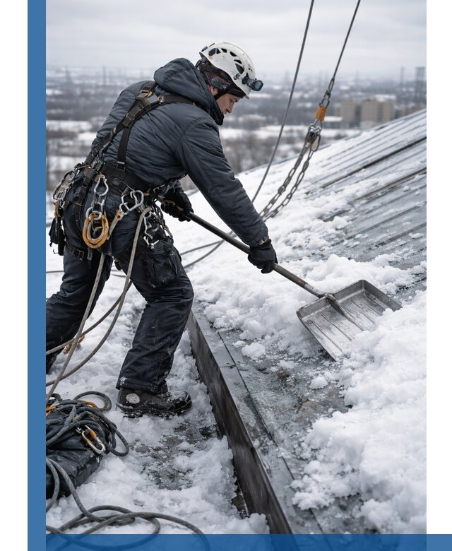Профессиональная очистка кровли от снега и наледи в Тобольске