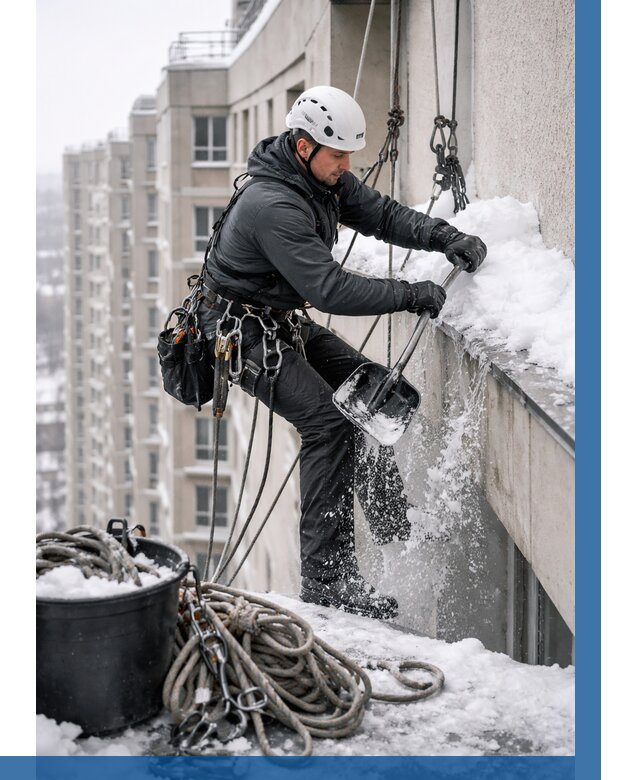 Очистка карнизов от снега в Тобольске от 305 р. | ВЫСОТНИК-Тбл