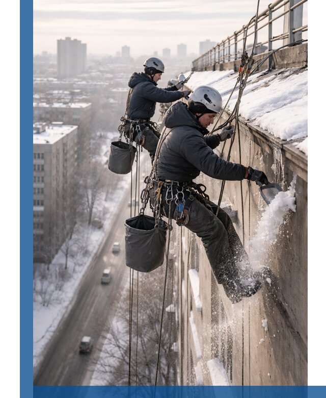 Очистка карнизов от снега в Тобольске профессионально и безопасно