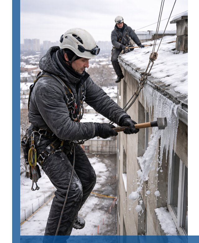 Сбивание и удаление сосулек с крыши в Тобольске безопасно