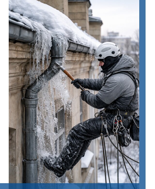 Очистка водостоков от льда в Тобольске от 3558 р. | ВЫСОТНИК-Тбл