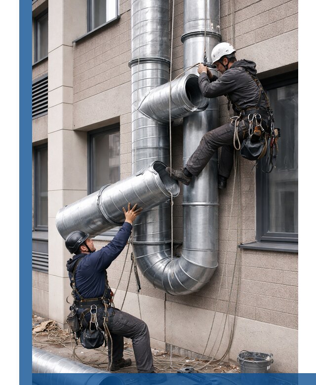 Монтаж фасадных воздуховодов в Тобольске с герметизацией и крепежом