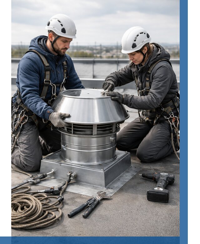 Установка дефлекторов на кровле в Тобольске от 4575 р. | ВЫСОТНИК-Тбл