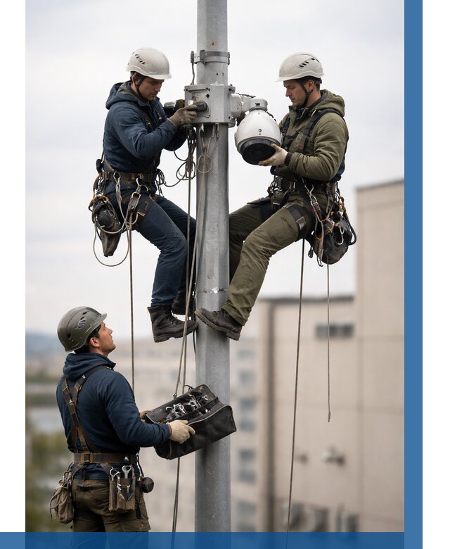 Установка видеокамер на мачте в Тобольске от 8642 р. | ВЫСОТНИК-Тбл