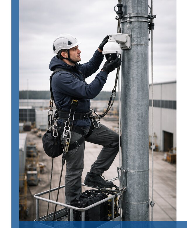 Профессиональная установка видеокамер на мачте в Тобольске