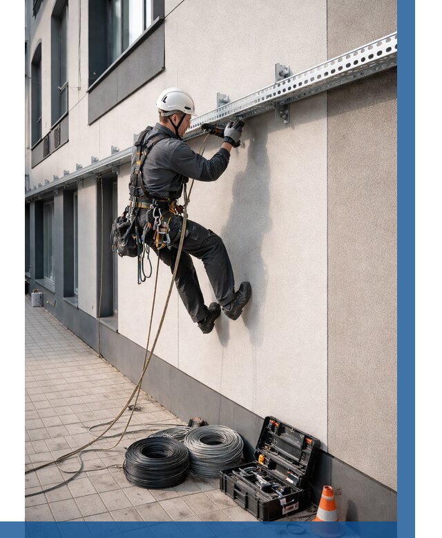 Монтаж кабельных лотков на фасаде в Тобольске от 1220 р. | ВЫСОТНИК-Тбл