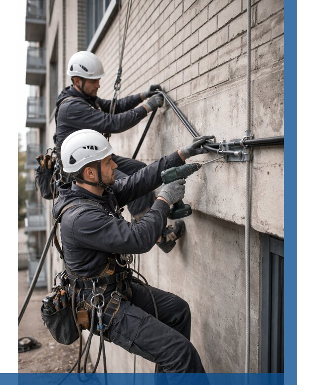 Крепление кабеля на фасаде в Тобольске от 356 р. | ВЫСОТНИК-Тбл