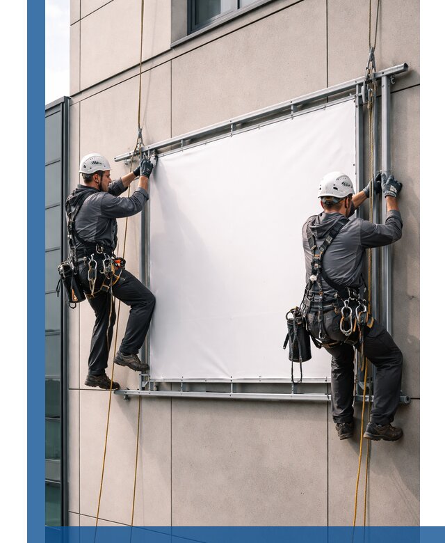 Монтаж наружной рекламной вывески в Тобольске под ключ