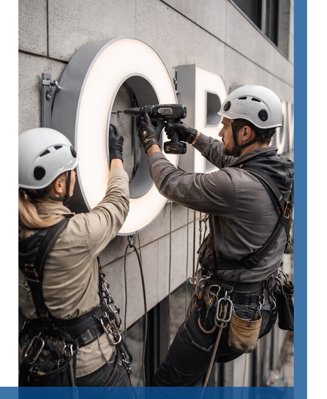 Монтаж световых букв в Тобольске от 3050 р. под ключ ВЫСОТНИК-Тбл