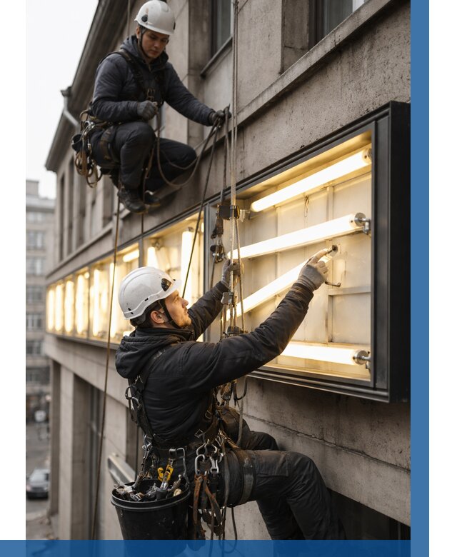 Замена ламп в вывеске в Тобольске под ключ от 3558 р. | ВЫСОТНИК-Тбл