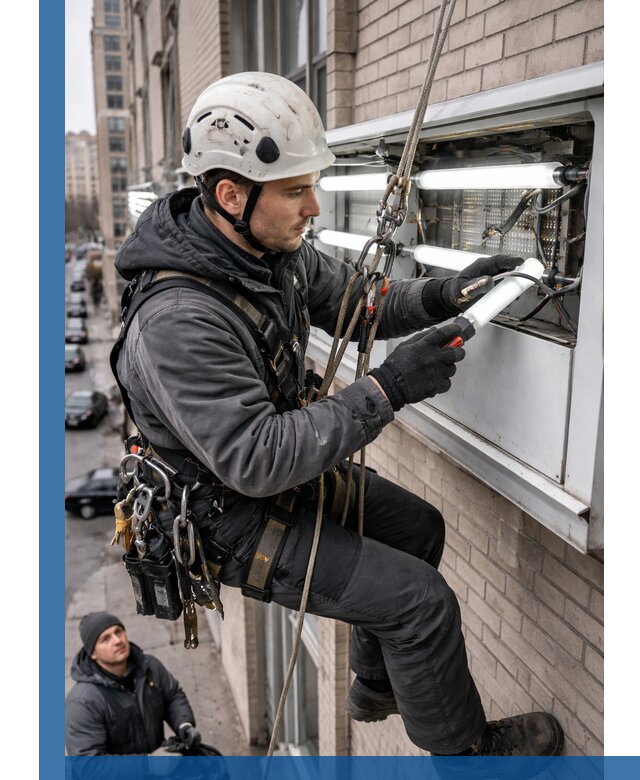 Профессиональная замена ламп в наружной вывеске в Тобольске