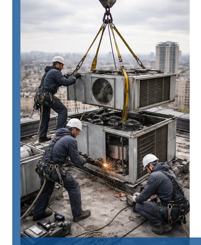 Демонтаж крышной установки в Тобольске любой сложности