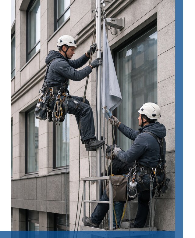 Установка флагов на фасаде в Тобольске от 4575 р. | ВЫСОТНИК-Тбл