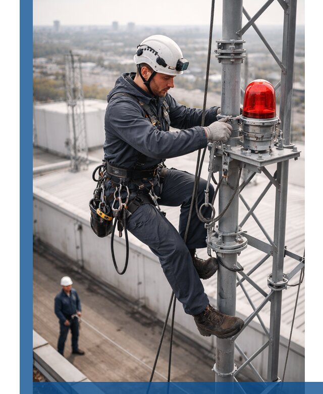 Монтаж заградительных огней и обслуживание объектов в Тобольске