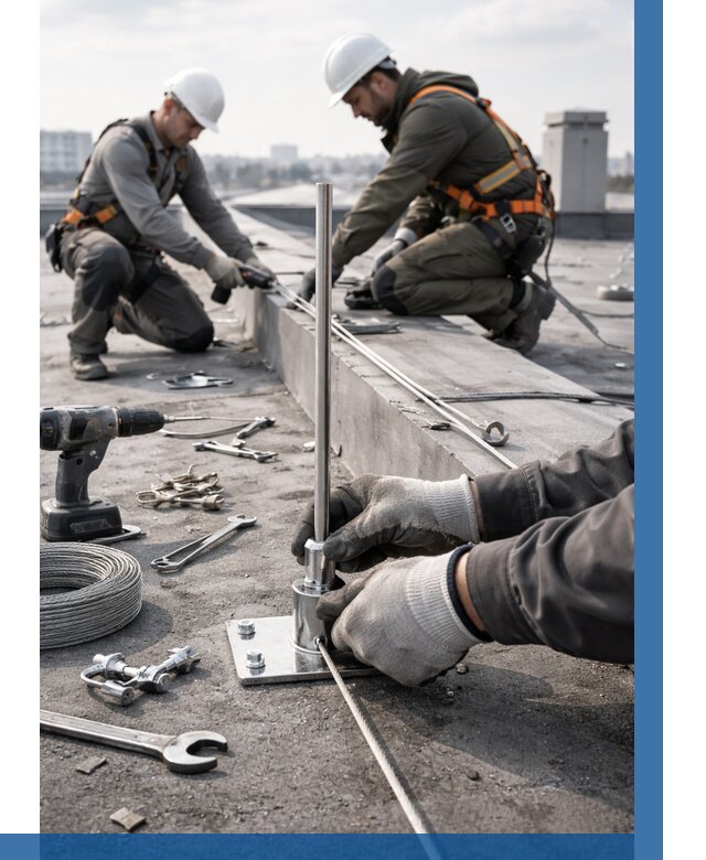 Монтаж молниезащиты на кровле в Тобольске цена от 25418 р. | ВЫСОТНИК-Тбл