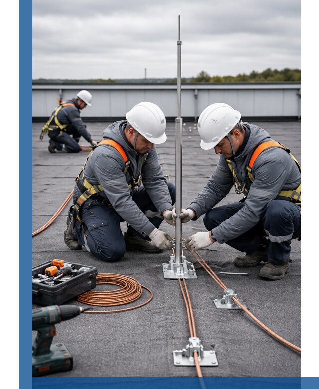 Монтаж молниезащиты на кровле в Тобольске под ключ с гарантией