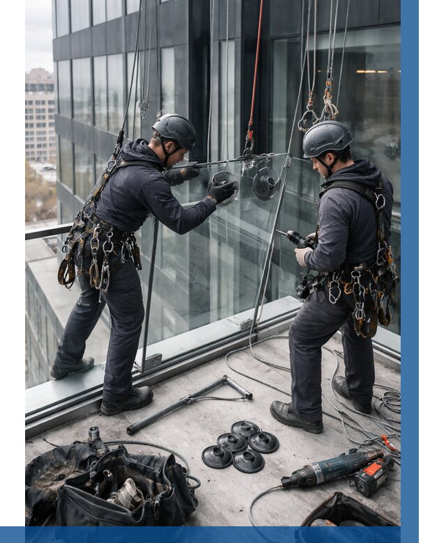 Монтаж стеклянных ограждений в Тобольске от 2542 р. | ВЫСОТНИК-Тбл