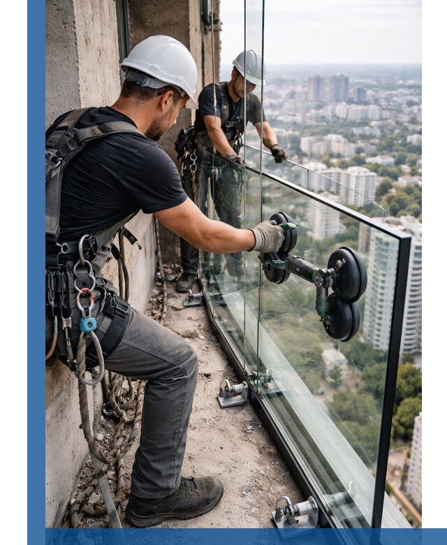 Монтаж стеклянных ограждений под ключ с гарантией в Тобольске