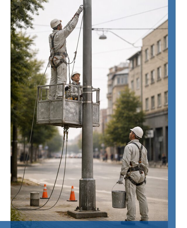 Покраска опор освещения в Тобольске от 5084 р. | ВЫСОТНИК-Тбл