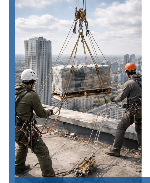 Подъем и монтаж крупногабаритных грузов на крышу в Тобольске