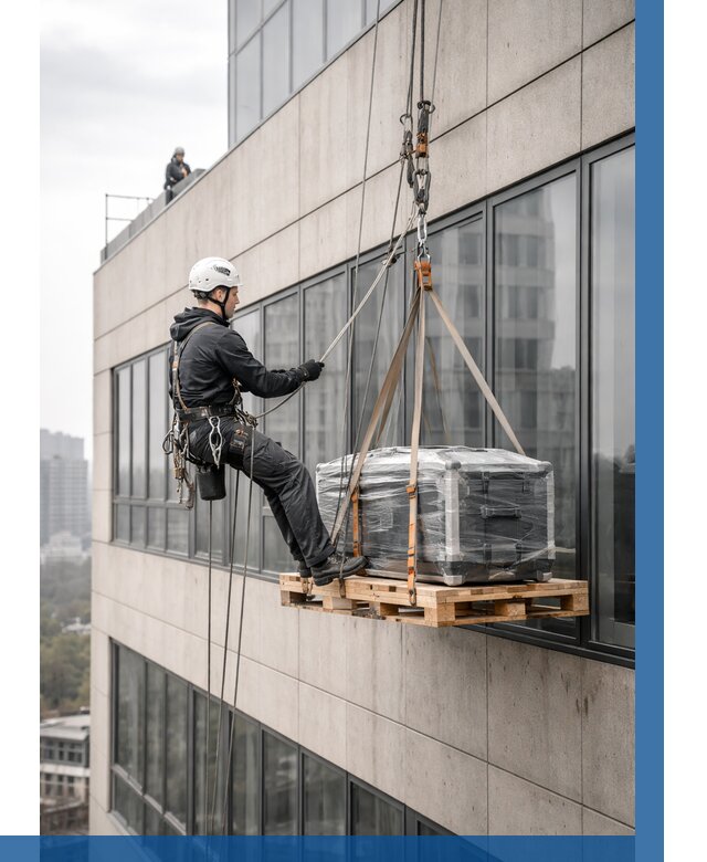 Спуск груза по фасаду в Тобольске от 3558 р. | ВЫСОТНИК-Тбл