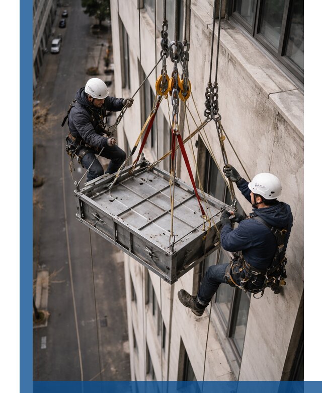 Спуск и подъем грузов по фасаду в Тобольске для зданий